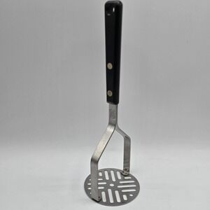Vtg Ekco Forge Stainless Steel Vegetable Potato Masher  - Black‎ Handle